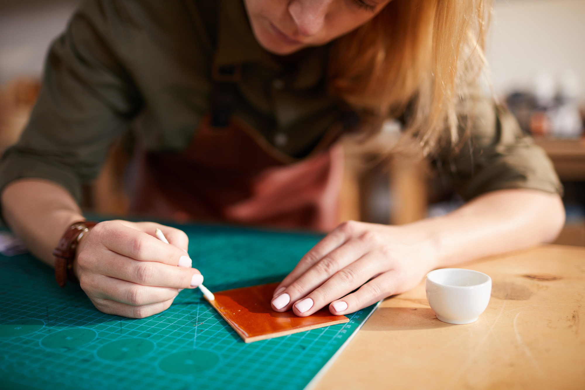 Student stitching modern pattern